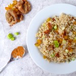 Healthy vegan quinoa couscous with raisins and figs