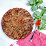 Eggplant tarte tatin - caramelized vegetarian pie spiced with paprika, cumin and tahini.