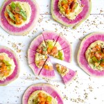 Raw Creamy Watermelon Radish Pizza - the perfect summer appetizer. Vegan, gluten-free and dairy free!