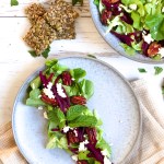 Earthy Beet Salad - Delicious vegan and gluten-free dish served with Kite Hill dairy-free ricotta