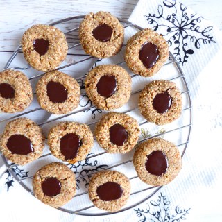 Thumbprint choco-nut butter cookies - Vegan and gluten-free healthy cookies