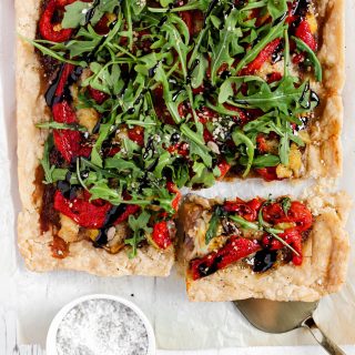 Gluten-Free Puff Pastry Pepper Onion Pie - Mouth-watering savory tart, a great alternative to regular puff pastry pie.&nbsp;