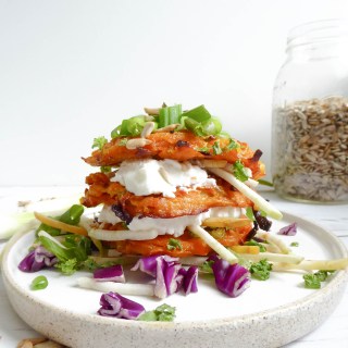 Sweet Potato Latke Sandwich - Oven baked alternative to the regular fried latke.