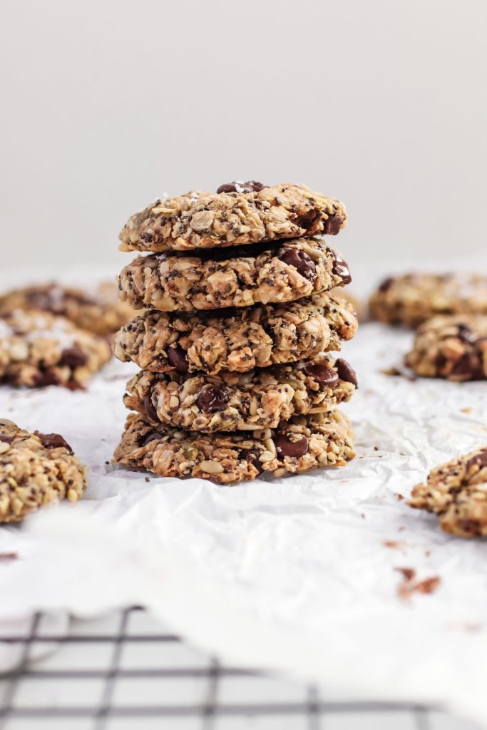 Healthy vegan, gluten-free superfoods cookie recipe loaded in nuts and seeds