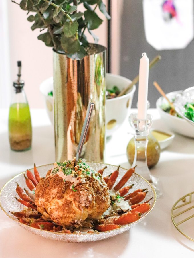 ROASTED CRUSTED CAULIFLOWER - super easy recipe to make when hosting or for weeknight dinners. Presents nicely and tastes delicious.