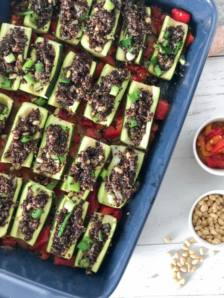 Zucchini boats with quinoa - easy plant-based recipe ideal when hosting or for family dinner