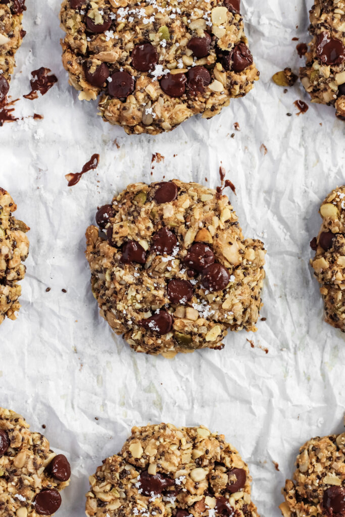 Healthy vegan, gluten-free superfoods cookie recipe loaded in nuts and seeds
